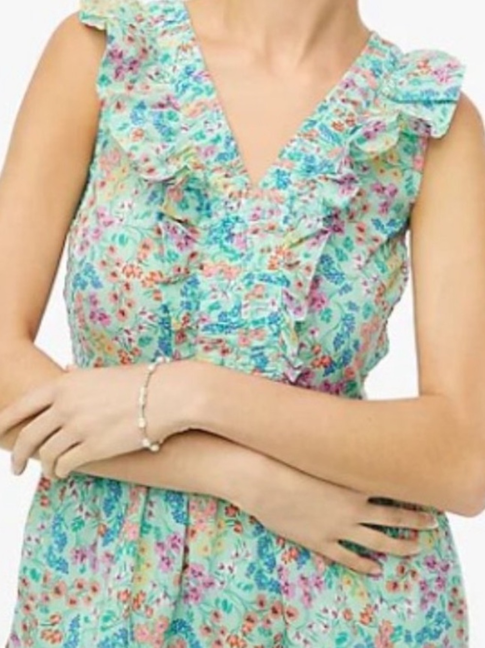 NWT J. Crew Aqua Floral Ruffle-Trim Maxi Dress size 12 - Picture 3 of 6